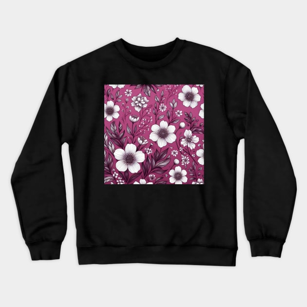 White Flowers Crewneck Sweatshirt by Jenni Arts